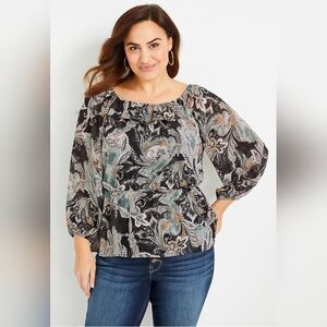 Maurices Black and Teal Paisley Blouse, *NWT* Size Extra Large